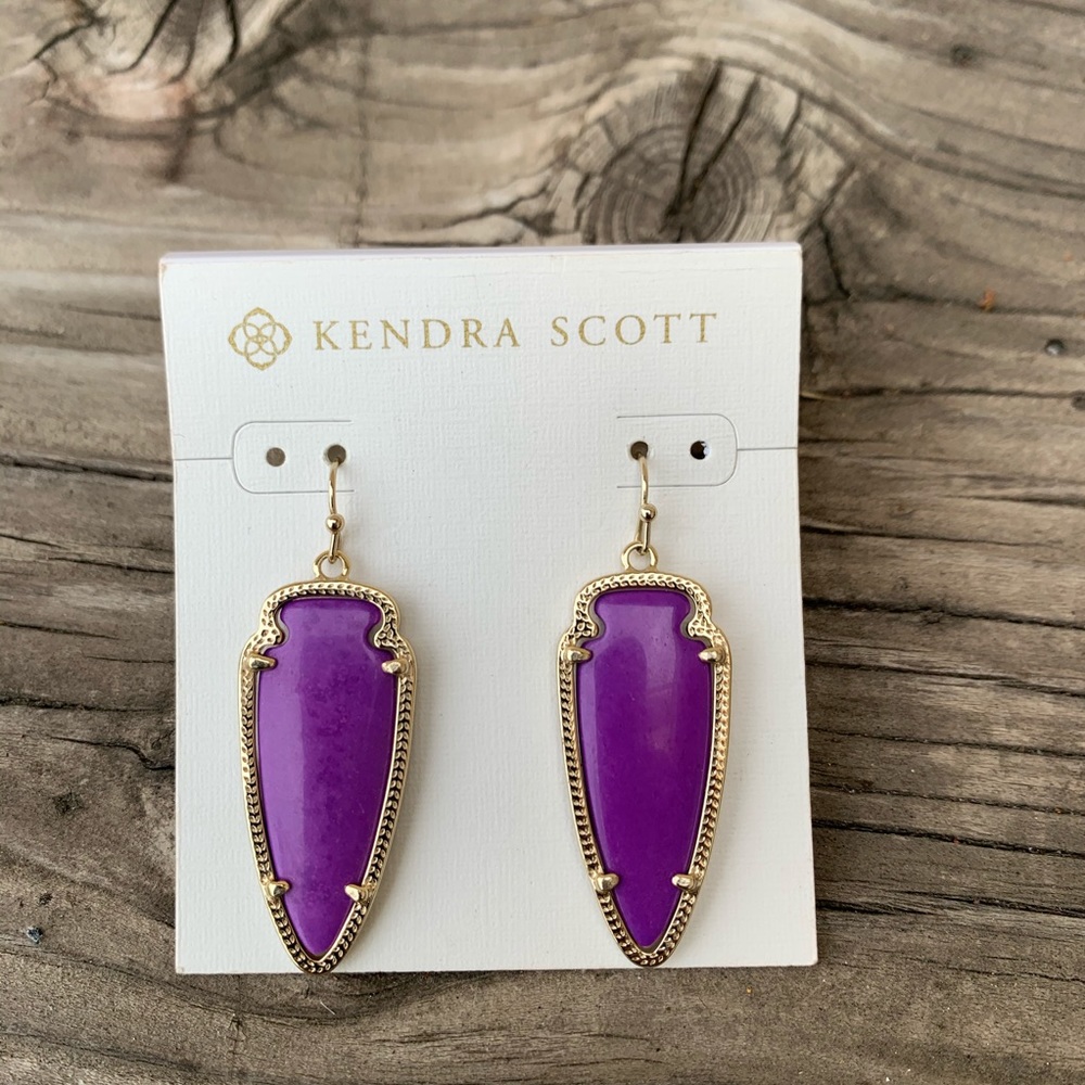 RARE Kendra Scott Sky Earrings in purple & gold